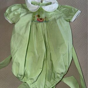 Green Checkered Kids One Piece